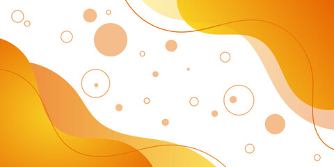 Vibrant orange abstract backdrop with flowing shapes and geometric circles