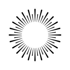 Graphic Sunburst Element, Radiating Lines Around a Central Void