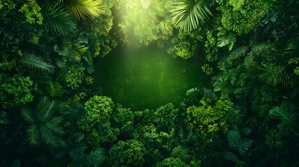 Breathtaking canopy of vibrant lush tropical foliage viewed from below creating a magnificent natural display against a pristine white background