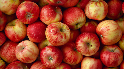 Freshly Picked Red and Yellow Apples in a Full Harvest Display