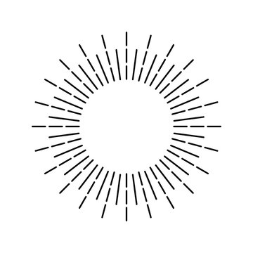 Bursting minimal lines radiating from a central circle create dynamic impact