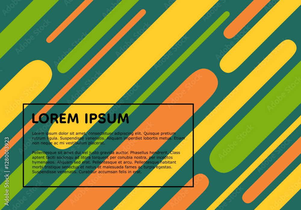 Poster retro diagonal lines design with text block and earthy color palette