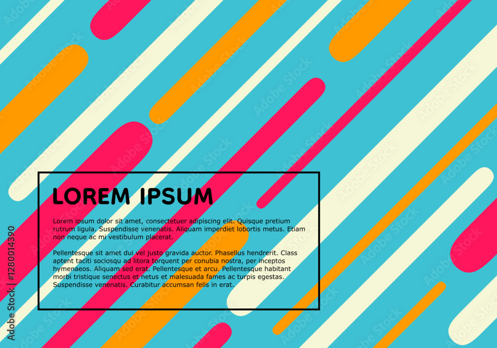Poster modern abstract background with colorful diagonal lines and text box