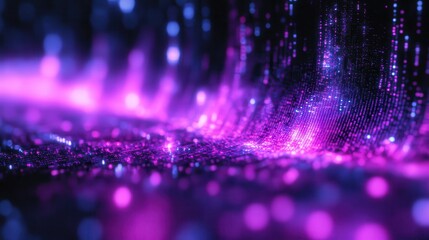 Obraz premium Abstract purple and blue glowing particles. Ideal for tech, music, or fantasy designs.