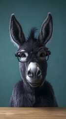 Obraz premium Donkey wearing glasses, studio shot