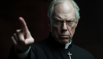 Serious Priest Threatens With Finger