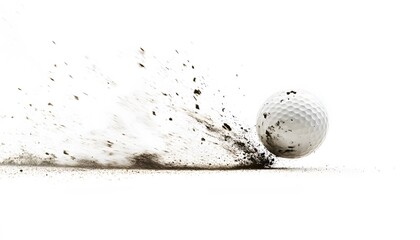 Golf ball traveling at high speed kicking up dirt
