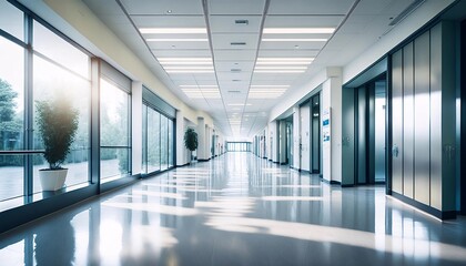 Modern Office Corridor, Sunlit Interior - Modern minimalism