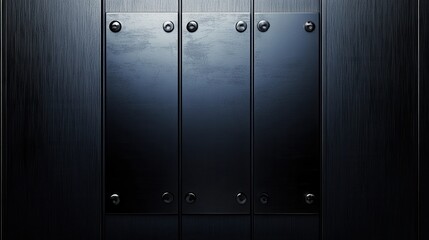 Obraz premium Black Textured Panels with Glossy Metal Accents on a Wall