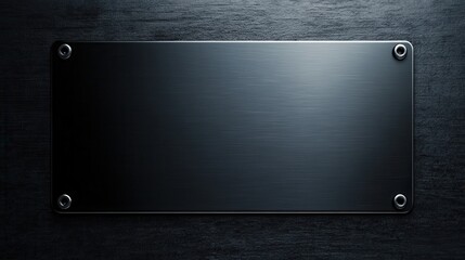 Smooth Black Metal Surface with Textured Background and Fasteners