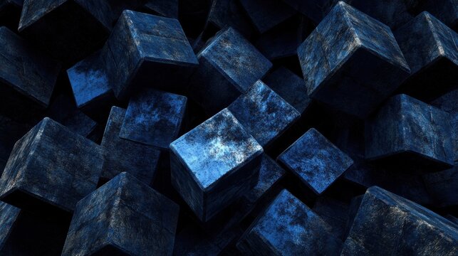 Abstract Background with Dark Blue Geometric Block Shapes