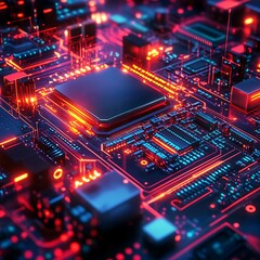 Fototapeta premium CPU glowing circuit board