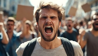 A Man Demonstrates Protest Through Powerful Outburst Of Anger