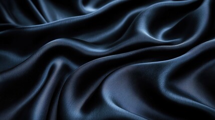 Obraz premium Dark blue satin fabric with elegant drapes and folds. Perfect for luxury, fashion, and texture-based designs.