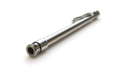 Metal tire pressure gauge on a white background