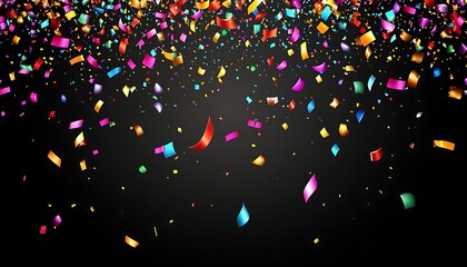 Confetti Falling on Black Background