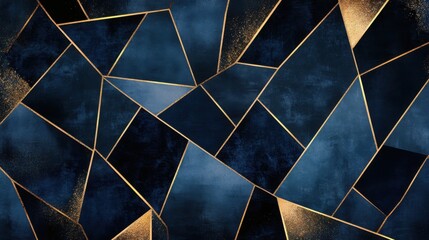 Abstract geometric pattern with dark blue and gold accents on surface