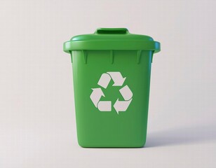 3D illustration green recycling bin with a clearly visible recycle symbol