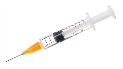 Fototapeta premium syringe with clear, detailed needle, placed on clean, white background