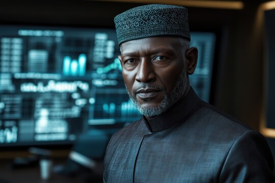 Confident African American Businessman in Modern Office