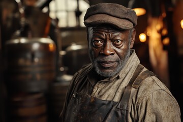 Portrait of a Senior Black Male Craftsman in a Factory Setting