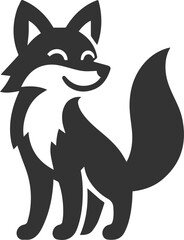 A fox silhouette with perked up ears and a joyful stance vector
