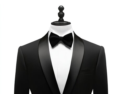 Black tuxedo on mannequin, formal wear, studio shot (1)