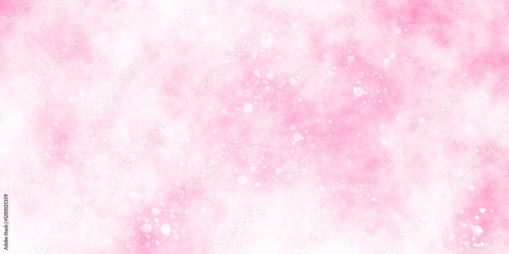 Wall mural beautiful pink watercolor background with various bokeh surrounding randomly, blurry and empty smoot