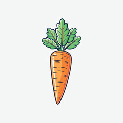 Download a bright carrot vector illustration with an orange, textured body and green leafy tops. Perfect for farm, garden, or healthy food-themed designs.