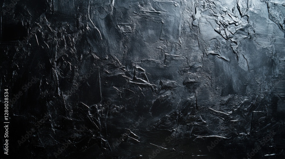 Poster textured black surface with abstract patterns and depth effects