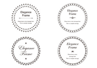 高級感のあるエレガンスなフレームセット、飾り罫、装飾デザイン、上品なあしらい　ブラック