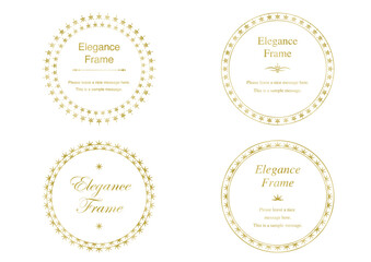 高級感のあるエレガンスなフレームセット、飾り罫、装飾デザイン、上品なあしらい　金、ゴールド