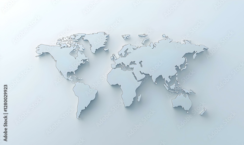 Poster global connectivity, a blue world map featuring interconnected lines symbolizing global networks and