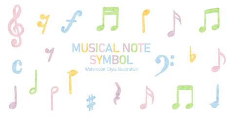 音符と音符のかわいい水彩イラスト