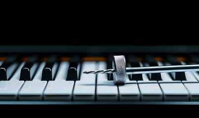 Vintage piano close-up, showcasing intricate wood grain, polished keys, timeless elegance, inviting nostalgia, rich musical heritage.