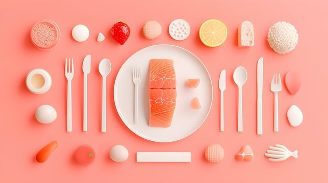Meal Planner Design, a vibrant digital illustration showcasing an organized meal planning layout with colorful food icons and meal categories.