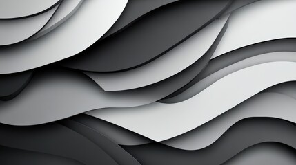 Dynamic black and white wave patterns abstract art digital design indoor close-up visual flow