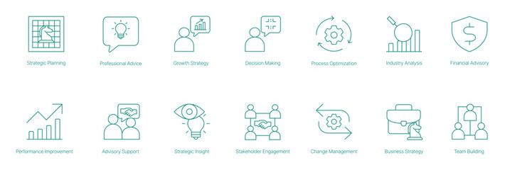 Strategic Planning, Professional Advice, Growth Strategy, and Business Strategy Icons