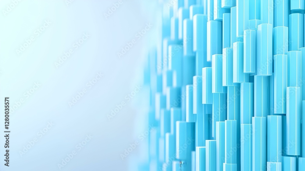 Poster abstract blue bar chart displaying data points, visual representation of trends, emphasizing analyti