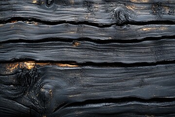 Deeply textured black wooden surface showcasing the beauty of natural timber in a rustic setting