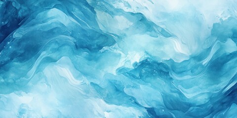 Obraz premium Abstract blue watercolor painting with flowing, wavy textures and gradients.