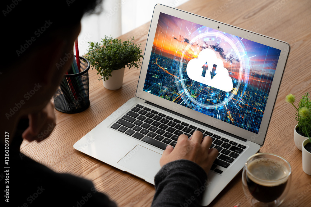 Poster cloud computing software for modish remote work and personal data storage