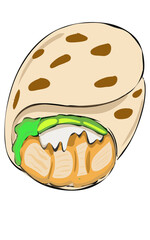 Chicken Wrap Kebab Vector Illustration
