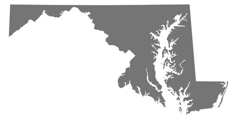 Maryland map. Shape of the Maryland state. Flat blank Maryland outline