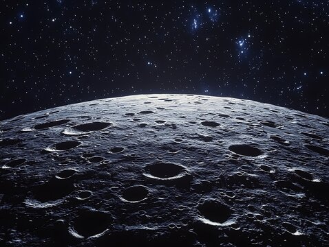 The dark side of the moon and its starry landscape