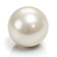 Shiny white Pearl Sphere Isolated on a White Background