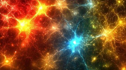 Abstract Neural Network  Glowing Energy  Cosmic Web  Science Background