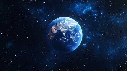 Fototapeta premium Earth from Space: A Vibrant Blue Planet in the Dark Universe