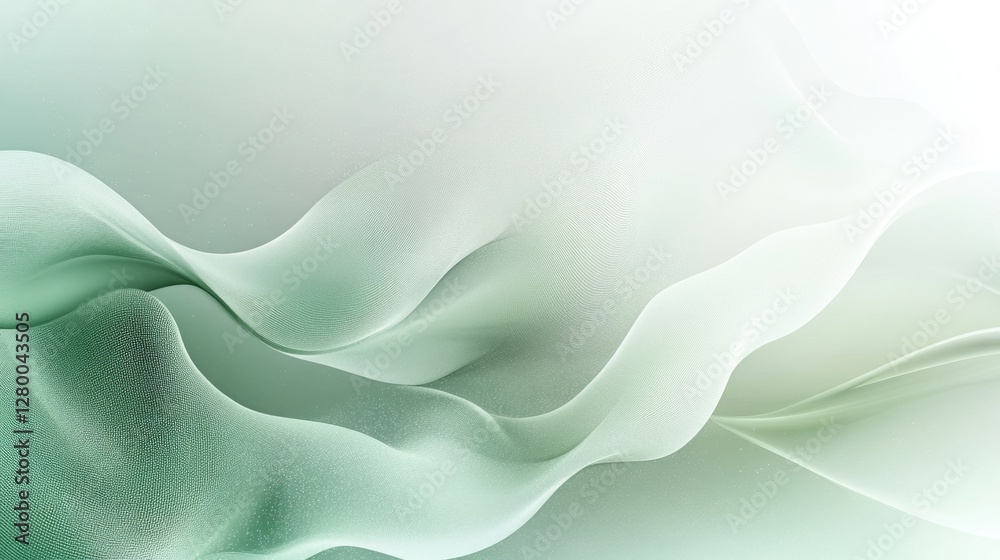 Wall mural soft smooth green and blue color abstract wave background with curve texture design.