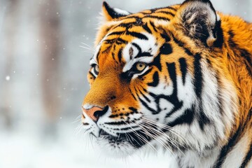 Fototapeta premium Majestic Siberian Tiger In Snowy Winter Habitat
